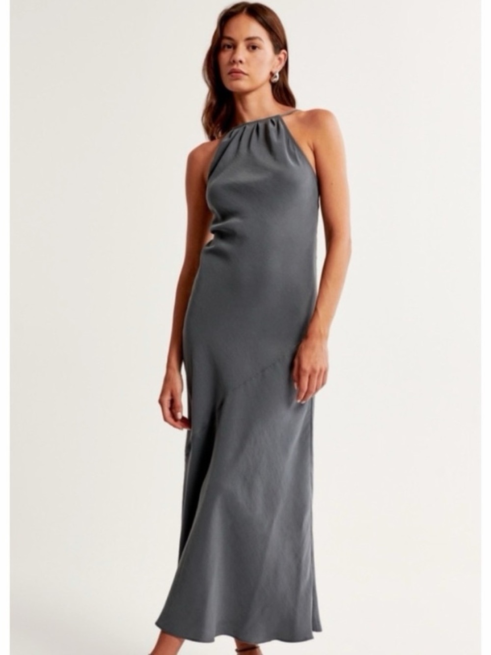 Blue Grey Strappy Y2K high neck Maxi